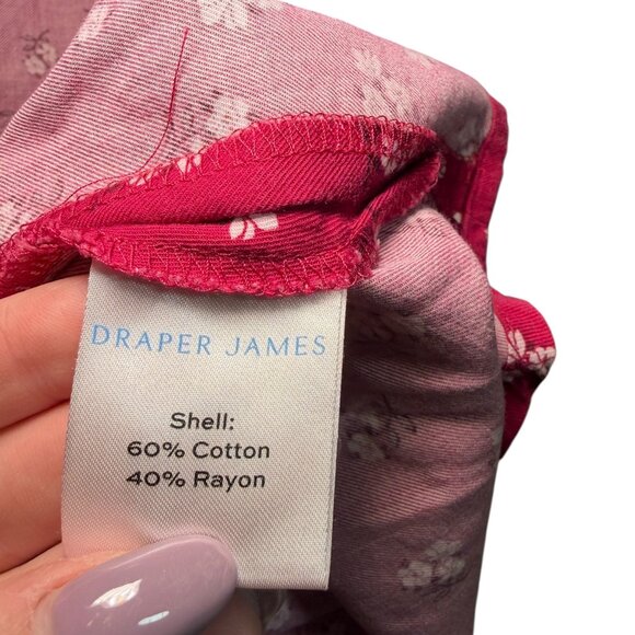 Draper James Pink Floral Wrap Dress Size 0 Cotton Rayon Midi - Picture 3 of 6